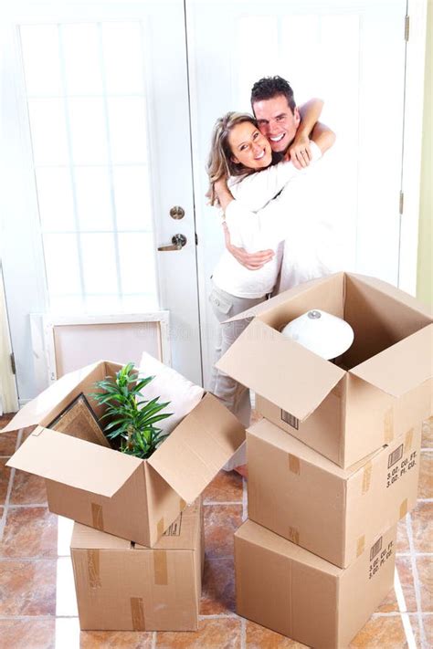 Happy Couple Moving In A New House Stock Photo Image Of House