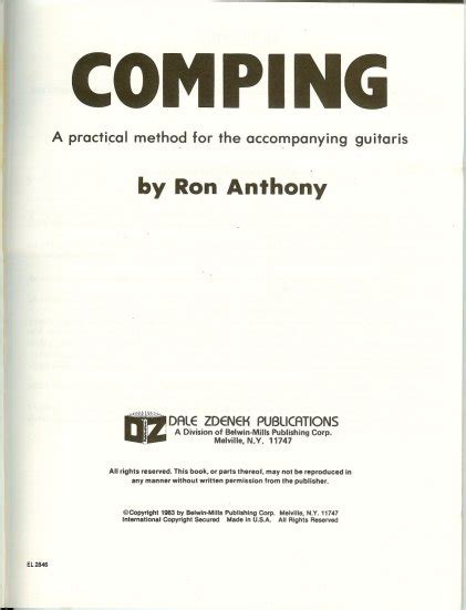 Comping First Edition By Ron Anthony