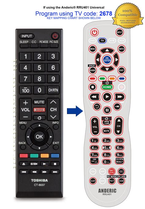 Universal Remote For Toshiba Tv Ct 8037 Ct8037 40l3400u 50l3400