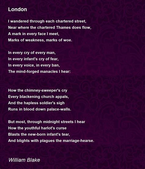 London Poem By William Blake Poem Hunter
