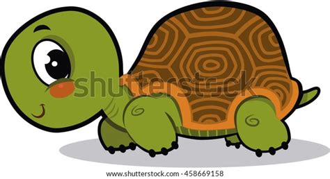 Cute Turtle Cartoon Isolated On White Stock Vector Royalty Free 458669158