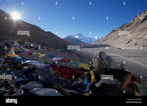 Tibet Mt Everest From The Rongbuk Base Camp Stock Photo Alamy