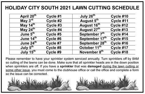 Mowing Schedule Summer 2021