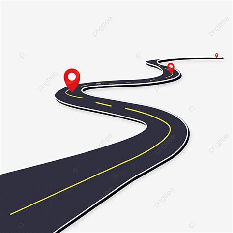 Highway Roads Clipart Vector Highway Curved Road With Pin Drops Png