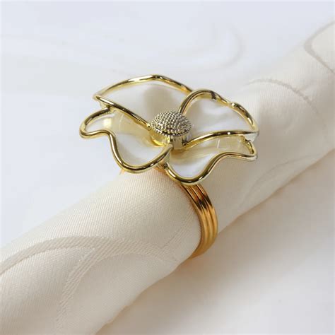 10pcs Fashion Napkin Ring White Flowers Napkin Ring Hotel Beautiful
