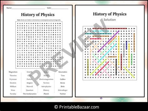 History Of Physics Word Search Puzzle Worksheet Activity Printablebazaar