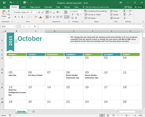 Excel Center Calendar Printable Calendar