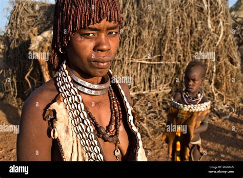 Mother And Daughter Belonging To The Hamer Tribe Ethiopia Stock Photo