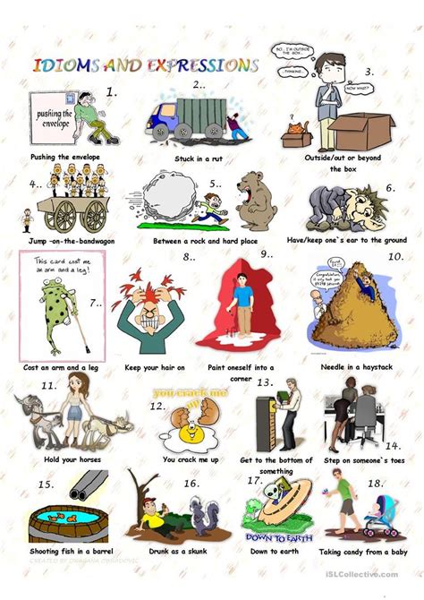 Idioms And Expressions With Key Worksheet Free Esl Printable