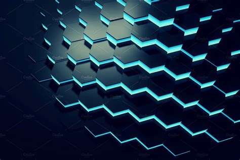 Glowing Blue Hexagon Background Featuring Network Wallpaper And Tile