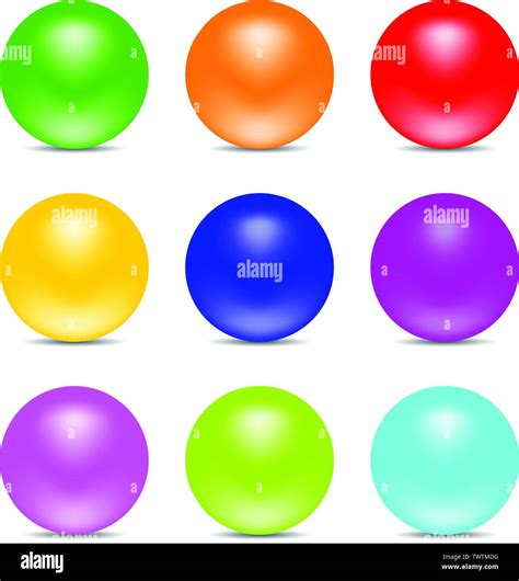 Set Of Colorful Realistic Spheres Isolated On White Background Glossy
