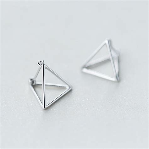 Mloveacc Stud Earrings Triangles Simple Dimension Solid Geometry Ear