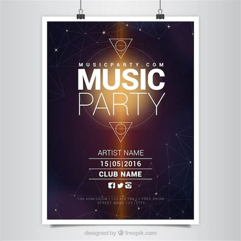 Modern Music Party Poster With Geometric Shapes Vector Free Download