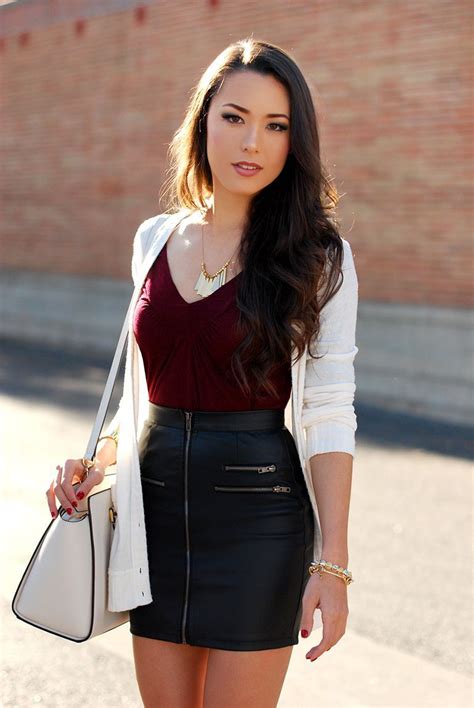 Leather Mini Leather Skirt Outfit Black Leather Mini Skirt Ideas