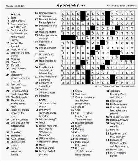 New York Times Crossword Login Clue Places Everyone Free Printable Ny