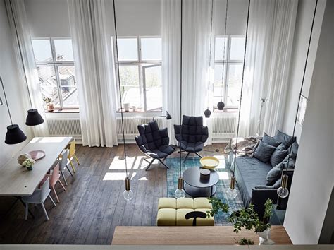 Modern Scandinavian Loft With Pops Of Colours Nordic Design