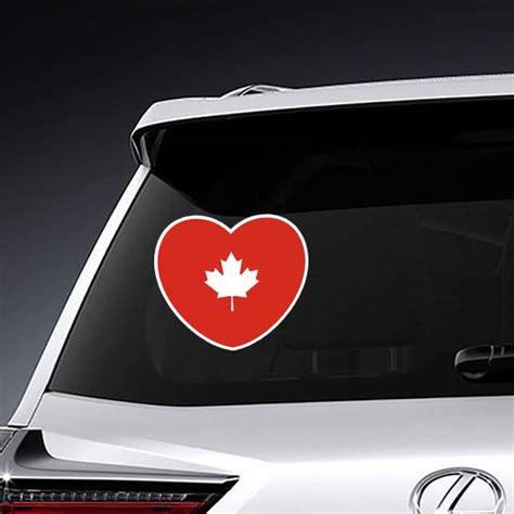 White Maple Leaf In Heart Sticker