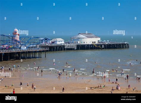 England East Anglia Essex Clacton On Sea Beach And Pier Stock Photo