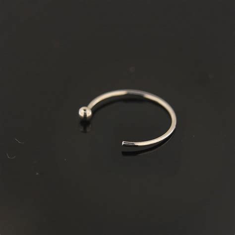 White Gold Nose Ring With Ball 9ct Open Nose Hoop Cute Etsy