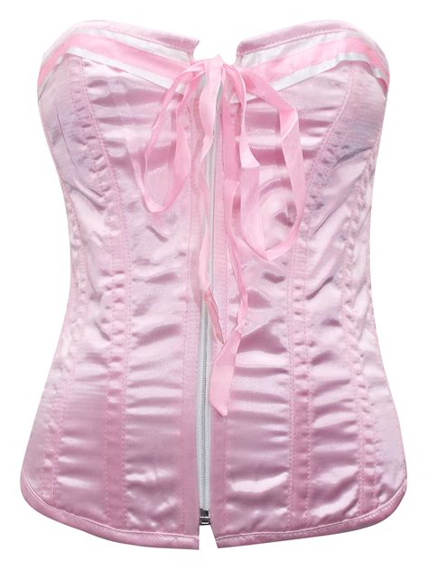 Wholesale Gothic Dress Up Corsets DEEP PINK Contrast Trim Zip