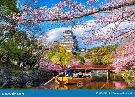 Cherry Blossoms And Castle In Himeji Japan Stock Image Image Of