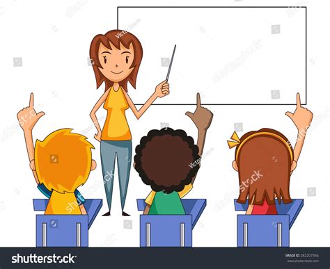 Students Raising Hands Vector Illustration Stock Vector 282207356