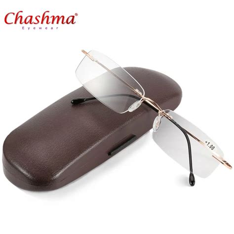 Presbyopia Gold Eyeglasses Women Men Unisex Rimless Memory Titanium Flexible Reading Glasses 10