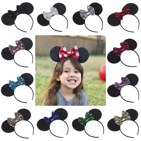 Yuzehd 10pclot Children Hair Accessories Minnie Mouse Ears Hairbands