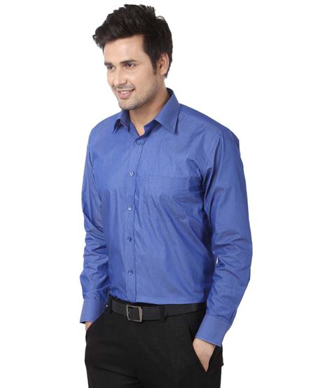 Alish Garment Blue Cotton Blend Regular Solids Full Sleeve Formals