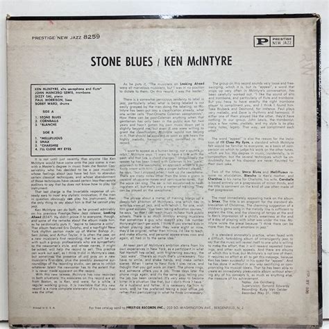 Ken Mcintyre Stone Blues Njlp8259 大阪 ジャズ レコード 通販 買取 Bamboo Music