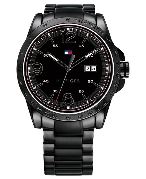 Tommy Hilfiger Mens Black Stainless Steel Pvd Bracelet Watch 44mm For