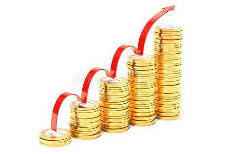 Scale Dalle Euro Monete Con La Freccia Rossa Di Crescita