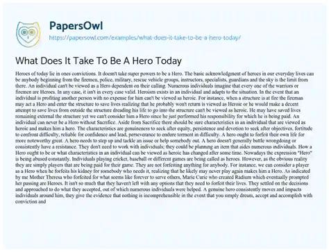 What Does It Take To Be A Hero Today Free Essay Example 506 Words