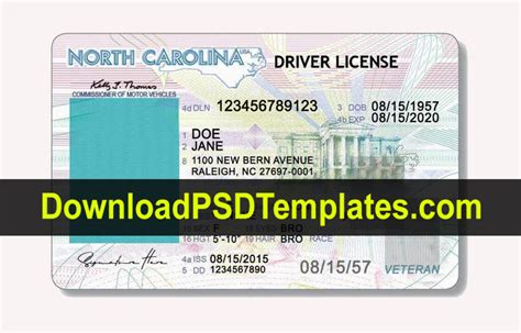 North Carolina Drivers License Template Nc Editable Psd