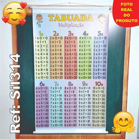 Material Apoio Pedagógico Banner Tabuada Multiplicação Sil314 Amo Adesivo