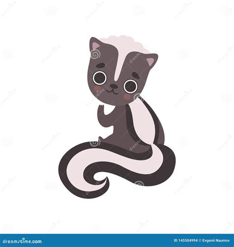 Adorable Skunk Baby Animal Cartoon Character Vector Illustration Stock