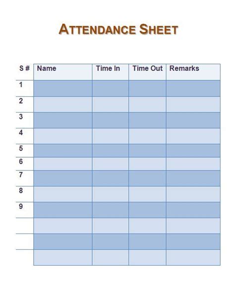 38 Free Printable Attendance Sheet Templates Attendance Sheet