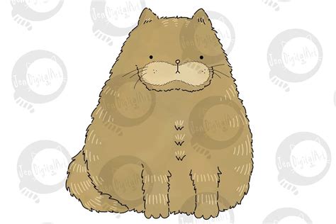 Fat Cat Clip Art Illustration Pngjpeg By