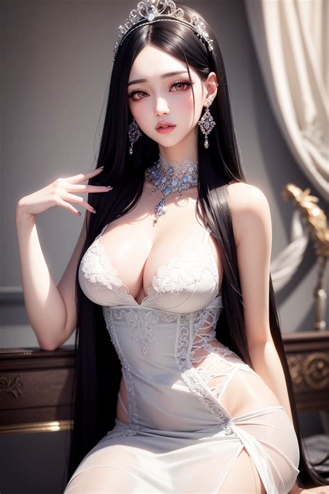 Women Asian Cleavage Big Boobs Looking At Viewer Ai Art Portrait
