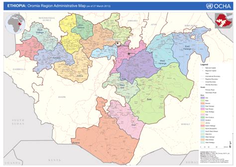 Ethiopia Oromia Region Administrative Map As Of 27 March 2013