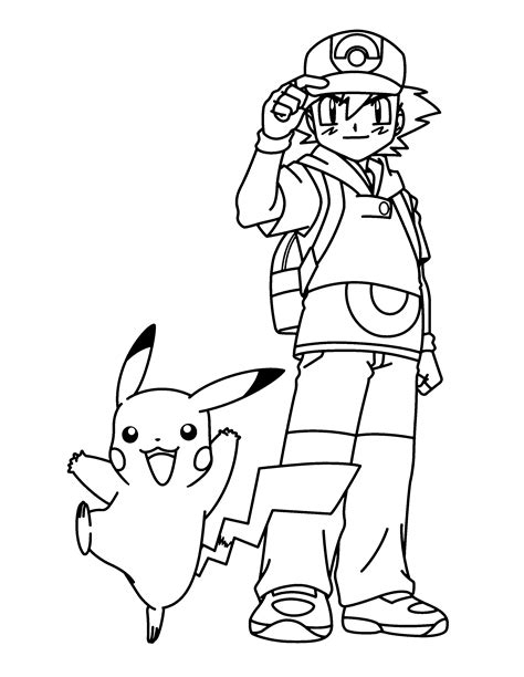 Pokemon Coloring Pages Pikachu And Ash Clip Art Library