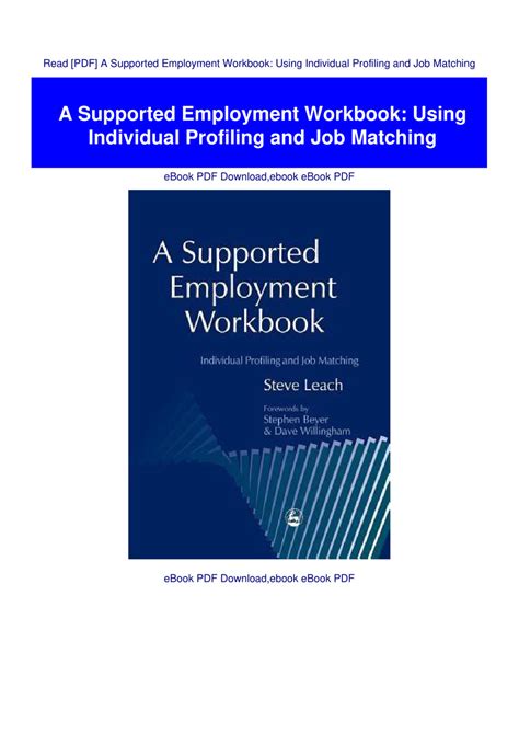 Read Pdf A Supported Employment Workbook Using Individual Pro By