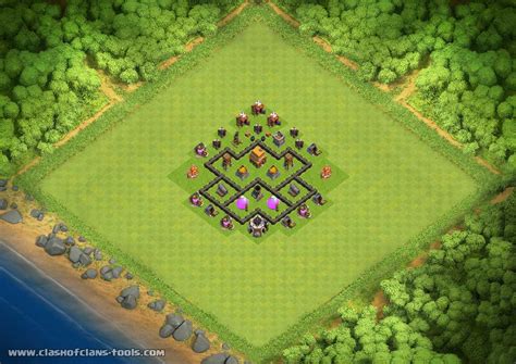 Best Town Hall Level 4 Defense Th4 Trophies Base By Village Clash