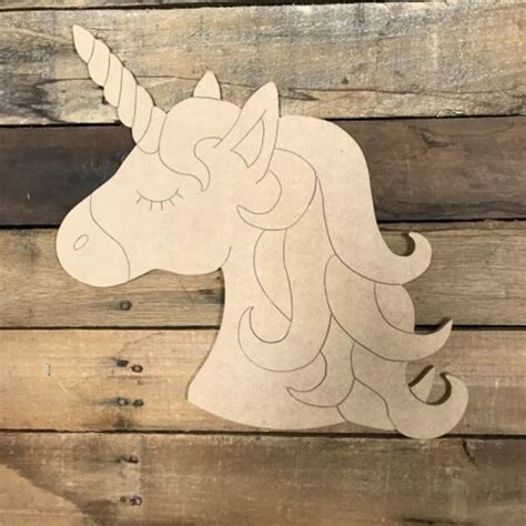 Buy Unicorn Head Cutout Unfinished Wooden Craft Paint By Line