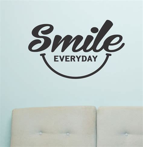 Motivational Office Wall Decal Smile Everyday Happy Face Wall Quotes