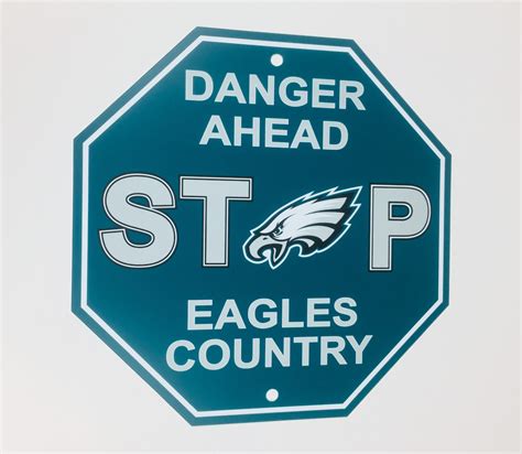 Philadelphia Eagles Stop Sign Danger Ahead 12x12 Man Cave Eagles