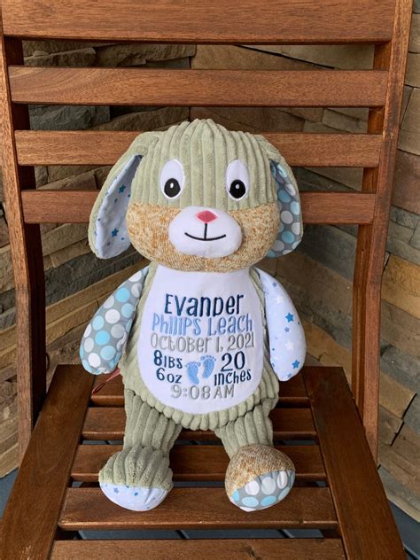 Bunny Birth Stat Stuffed Animal Personalized Stuffed Animal Etsy