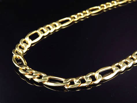 New Mens Genuine 10k Yellow Gold Italian Figaro Link Chain Necklace 9mm