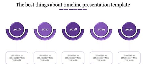 Stunning Timeline Presentation Template In Purple Color