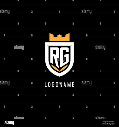Initial Rg Logo With Shield Esport Gaming Logo Monogram Style Vector
